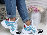 Код 154  Кроссовки ,  копия известного бренда LV,  цвет белый + черный