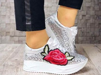 Код 3710 Кроссовки с перфорацией Rose Натуральная кожа. Подошва 4,5см.