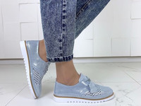 Код 11703 Легкие и мягкие туфельки , цвет- Blue - Silver,материал: НАТ