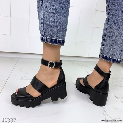 Код 11337 Босоножки =NikArt= , цвет: BLACK, материал: НАТУР. КОЖА плат