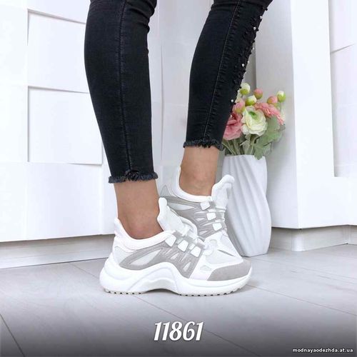 Код 11861  Кроссовки = Ruma =,  цвет: Белый +Серый,  материал: экокожа