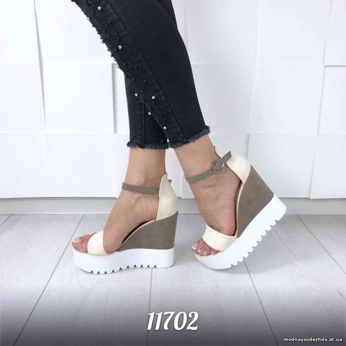 Код 11702 Босоножки = Mingo =, цвет: Беж, платформа - 11,5 см, подошва