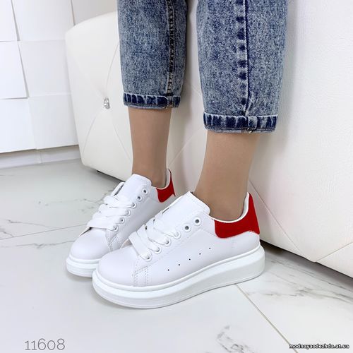 Код 11608 Кеды = Alfxanoer mcqu_n= , цвет : WHITE + RED материал: экок