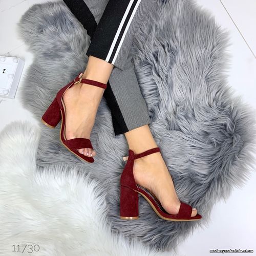 Код 11730 Босоножки = Frau =, цвет: Maroon, материал: экозамш каблук -