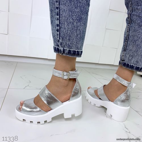 Код 11338  Босоножки =NikArt= , цвет: SILVER, материал: НАТУР. КОЖА  п