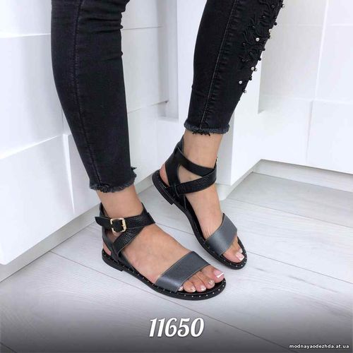 Код 11650 Босоножки = Greece = , цвет: Черный+ Никель,  НАТУР. КОЖА, ш