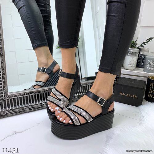 Код 11431 Босоножки =Non= , цвет: BLACK, материал: НАТУР.КОЖА декор: к