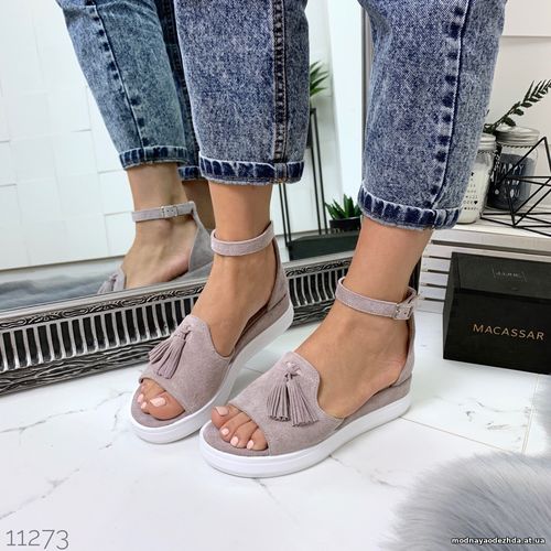 Код 11273 Босоножки = Tassels =, цвет: Dirty pink, материал: НАТУР. ЗА
