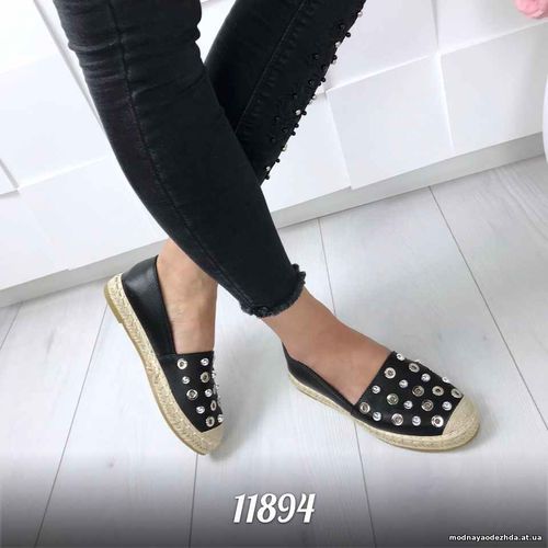 Код 11894 Эспадрильи = Passion =, цвет: ЧЕРНЫЙ,  материал: экокожа , п