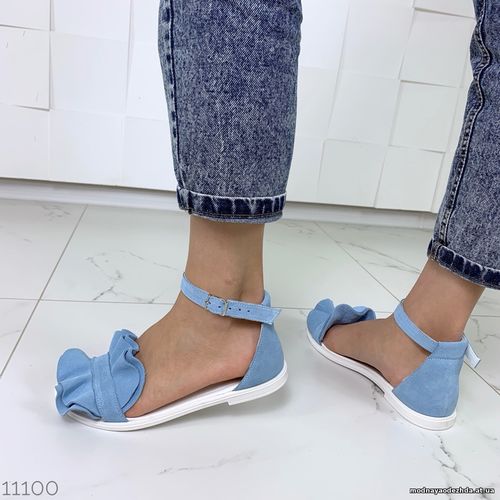 Код 11100 Босоножки =NiKart= , цвет: BLUE, материал: НАТУР.ЗАМШ  платф
