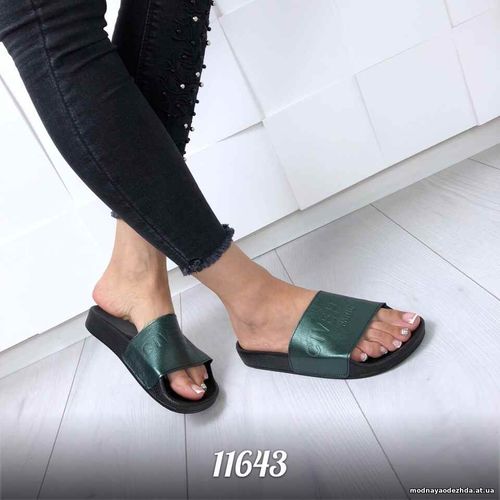 Код 11643 Шлепки = Give_chy =, материал: НАТУР. КОЖА,  цвет: Green, по