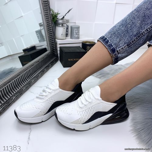 Код 11383 Кроссовки =RS= .цвет: WHITE + BLACK, материал: обувной текст