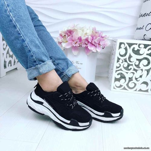 Код 673  Кроссы,  копия известного бренда Balenciaga,  цвет черный,  м