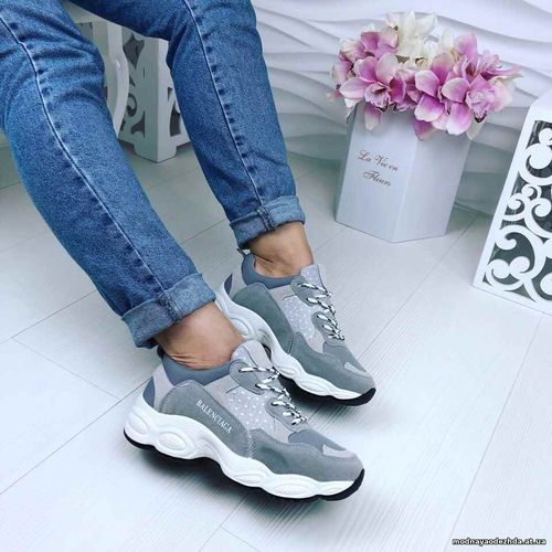 Код 654  Кроссовки , копия известного бренда Balenciaga,  цвет серый,