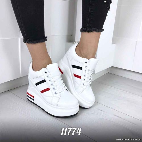 Код 11774  Кроссовки на танкетке = La_r =, цвет: Белый материал : экок