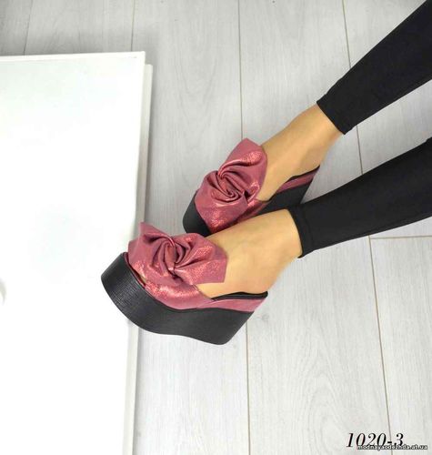 код 1020-3 Сабо =Flower= Натуральная кожа, стелька кожа  цвет - ГРАНАТ