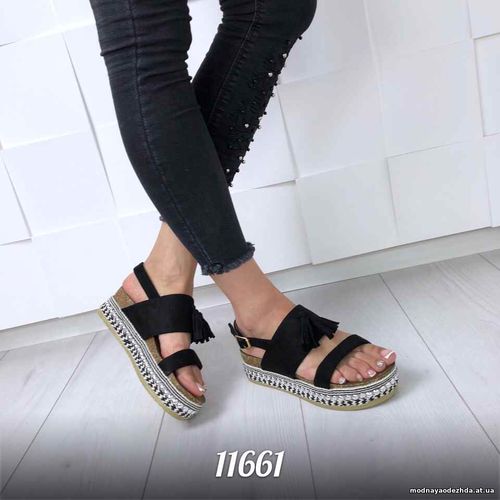 Код 11661 Босоножки = Mangul =,  цвет: Черный, материал: экозамш,  про