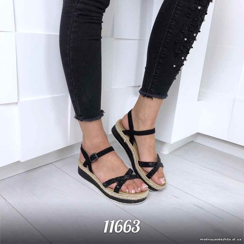 Код 11663 Босоножки = Sebasth =, цвет: Черный, материал: экозамш, под Код 11663 Босоножки = Sebasth =, цвет: Черный, материал: экозамш, под