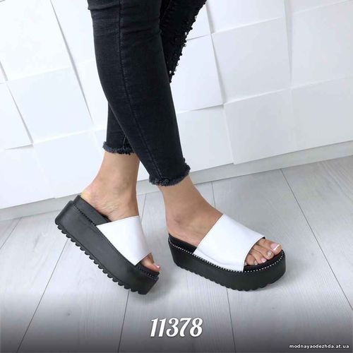 Код 11378  Тапочки на платформе = Tur_ey=, цвет: БЕЛЫЙ ,  материал: эк