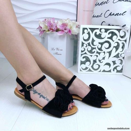 Код 585  Босоножки LACE,  цвет черный,  материал эко замш  стельки про
