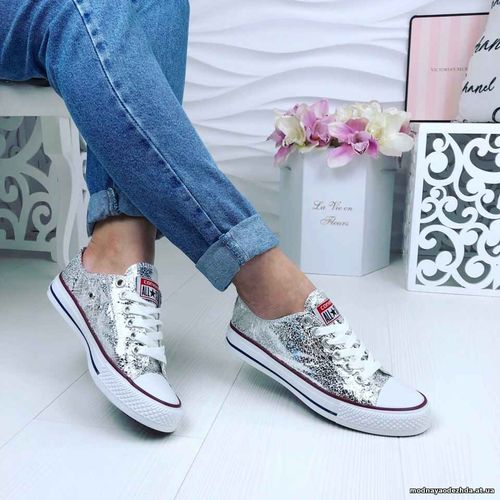 Код 473  Кеды,  копия известного бренда Converse,  цвет битое стекло,