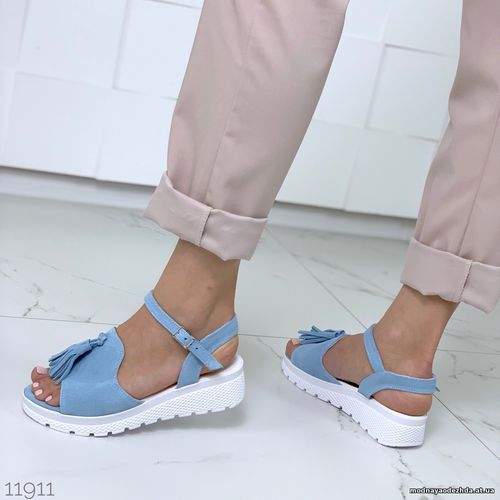 Код 11911 Босоножки = Tassels =, цвет: BLUE, материал: НАТУР. ЗАМШ под