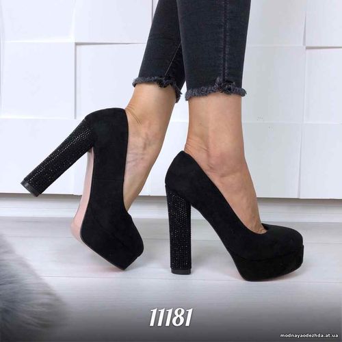Код 11181 Туфли = Venus =, цвет: Черный  материал: экозамш , каблук -