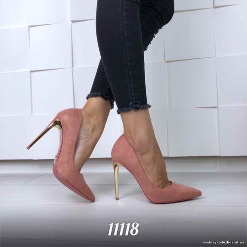 Код 11118  Лодочки = Оriole =, цвет: Pink,  материал: экозамш , каблук