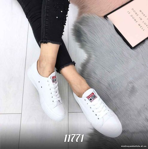 Код 11771  Кеды = Converse =, цвет: БЕЛЫЙ, материал: котон, подошва -