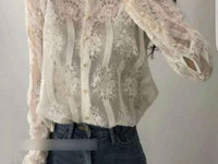 Блуза(Фабричный Китай) ткань органза с вышивкой в комплекте топ размер
