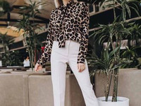 Шелковая блуза «Леопард» Опт 550 грн. Размер 42-44 Ткань креп шелк Брю