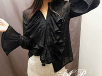 Блуза (Фабричный Китай) качество люкс ткань мультишифон.рюша и рукав ж